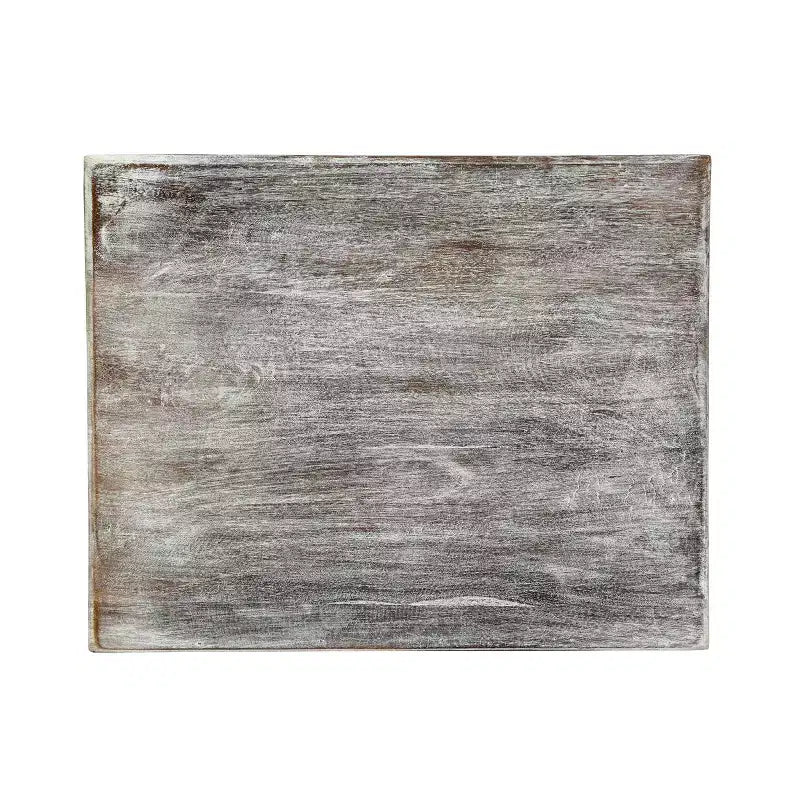 Comodino in legno di mango con cassetto e armadietto – Bianco anticato