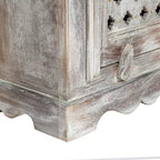 Comodino in legno di mango con cassetto e armadietto – Bianco anticato
