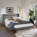 Letto a piattaforma Queen in tessuto - Grigio