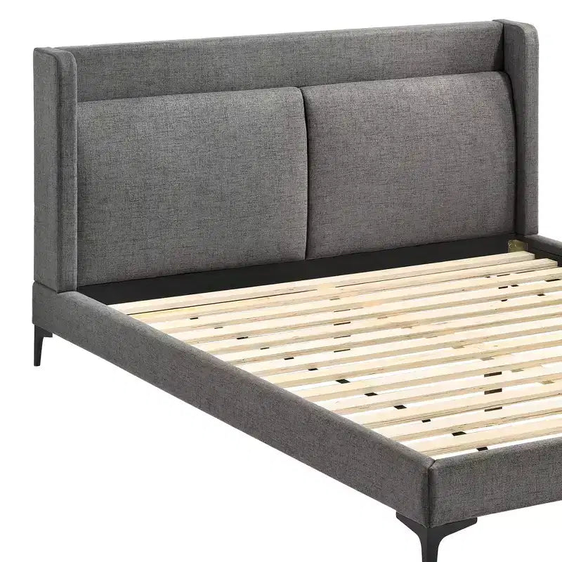 Letto a piattaforma Queen in tessuto - Grigio