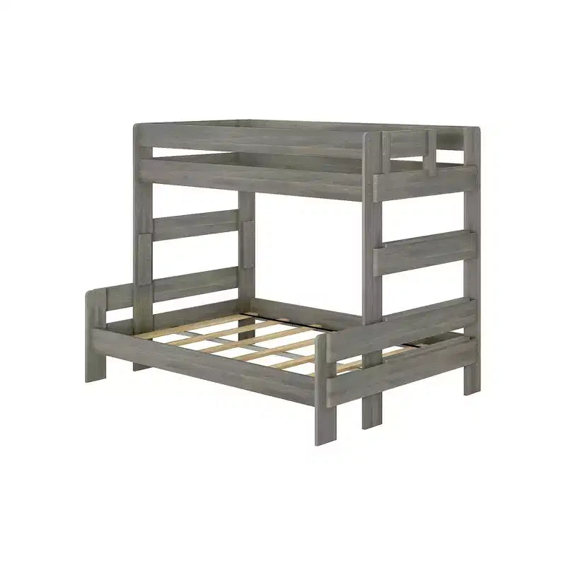 Letto a castello singolo sopra una piazza e mezza, stile moderno rustico, legno massello