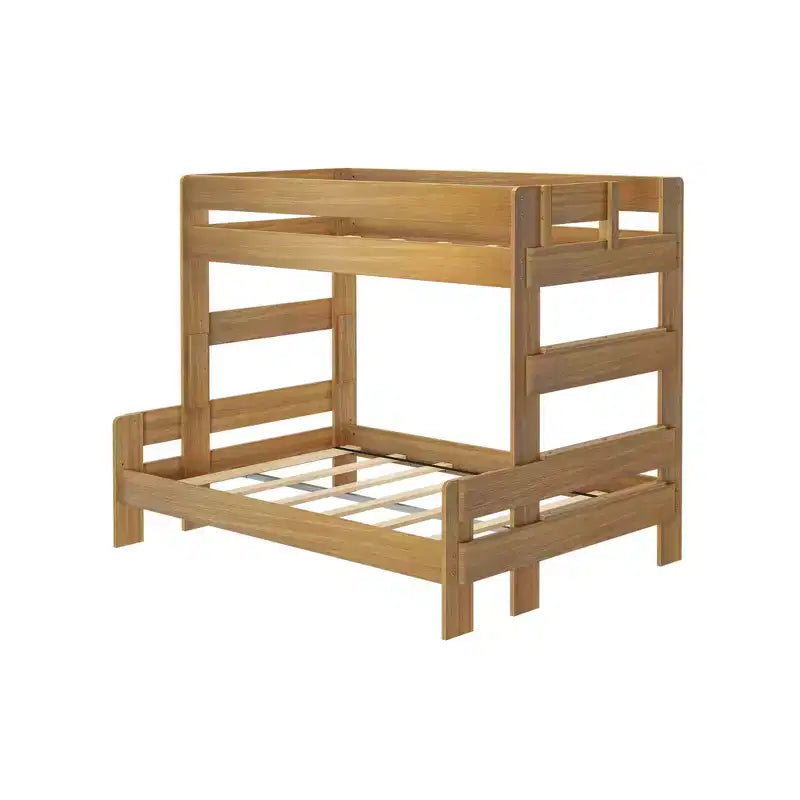 Letto a castello singolo sopra una piazza e mezza, stile moderno rustico, legno massello
