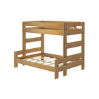 Letto a castello singolo sopra una piazza e mezza, stile moderno rustico, legno massello