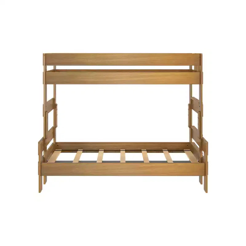 Letto a castello singolo sopra una piazza e mezza, stile moderno rustico, legno massello