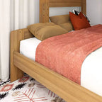 Letto a castello singolo sopra una piazza e mezza, stile moderno rustico, legno massello