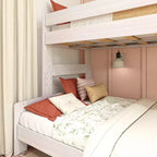 Letto a castello singolo sopra una piazza e mezza, stile moderno rustico, legno massello