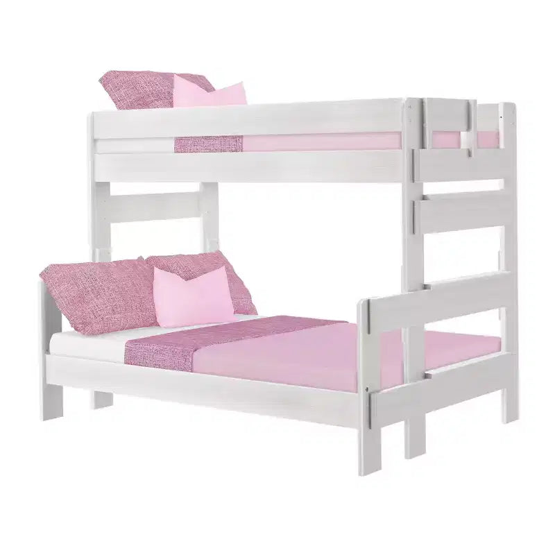 Letto a castello singolo sopra una piazza e mezza, stile moderno rustico, legno massello