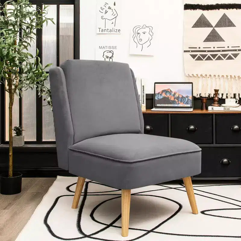 Set di 2 Poltrone in Velluto con Struttura in Legno