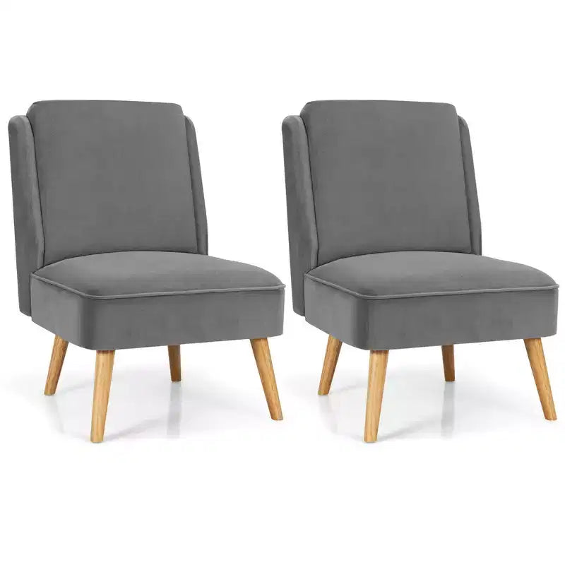 Set di 2 Poltrone in Velluto con Struttura in Legno