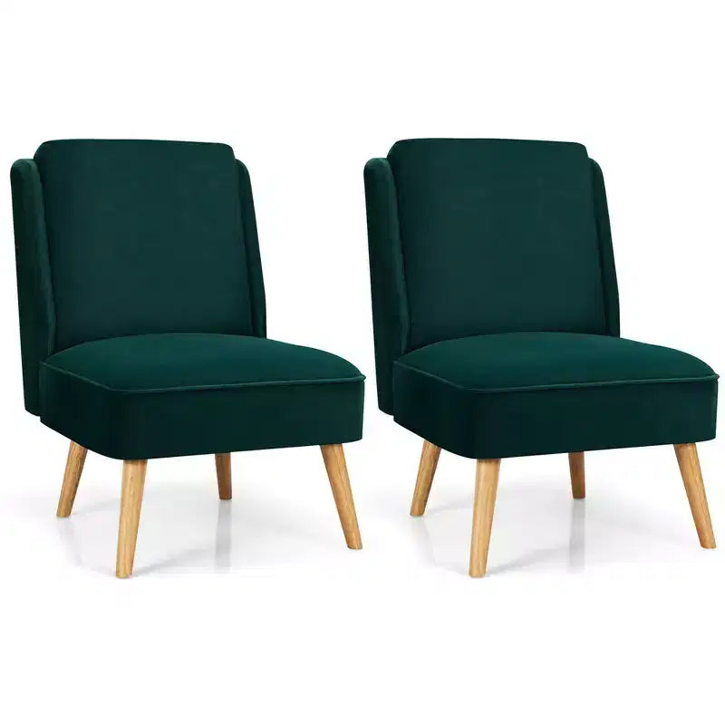 Set di 2 Poltrone in Velluto con Struttura in Legno