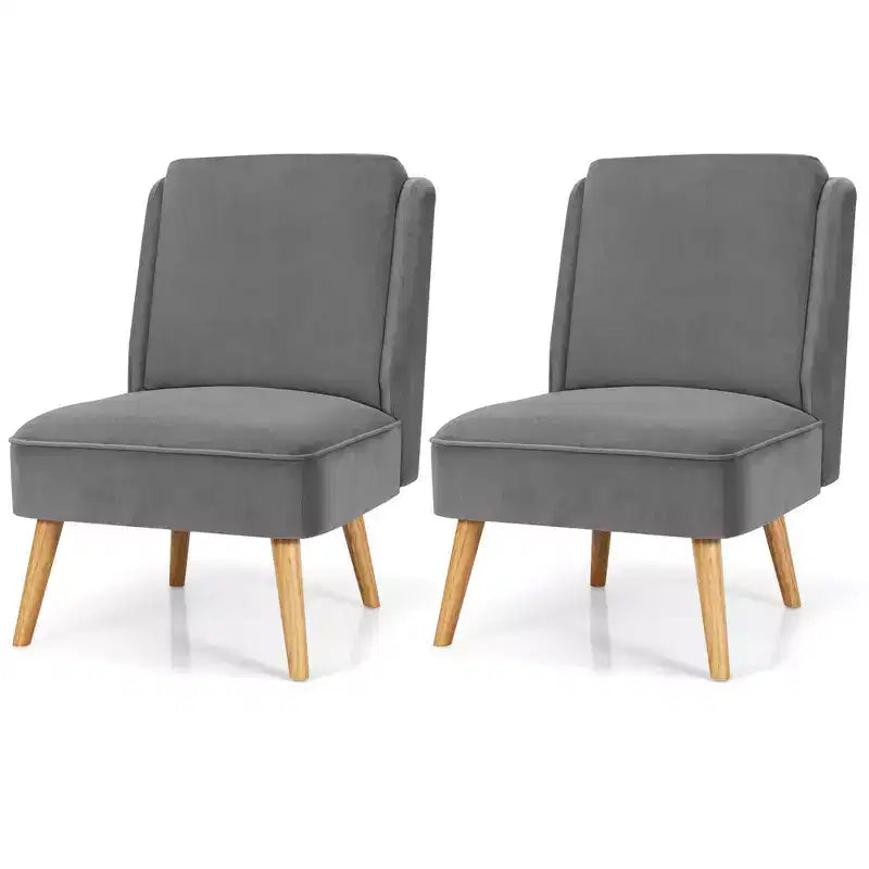 Set di 2 Poltrone in Velluto con Struttura in Legno