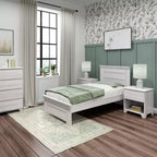 Struttura letto singola con testiera a pannelli – Letto a piattaforma moderno in legno massello stile "farmhouse"