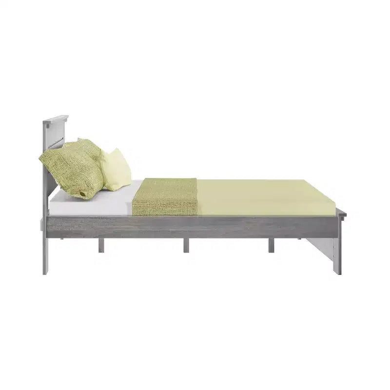 Struttura letto singola con testiera a pannelli – Letto a piattaforma moderno in legno massello stile "farmhouse"