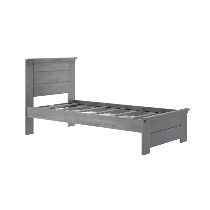 Struttura letto singola con testiera a pannelli – Letto a piattaforma moderno in legno massello stile "farmhouse"