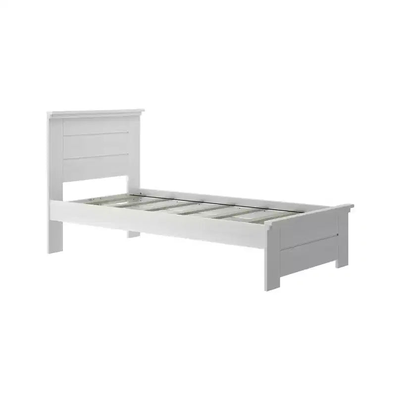 Struttura letto singola con testiera a pannelli – Letto a piattaforma moderno in legno massello stile "farmhouse"