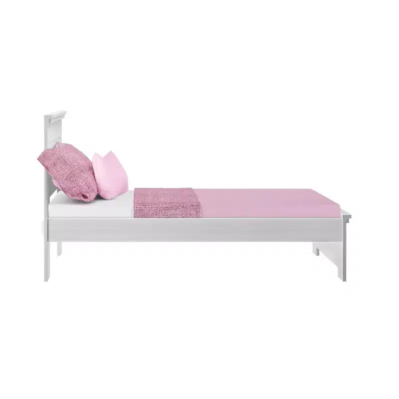 Struttura letto singola con testiera a pannelli – Letto a piattaforma moderno in legno massello stile "farmhouse"