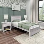 Struttura letto singola con testiera a pannelli – Letto a piattaforma moderno in legno massello stile "farmhouse"