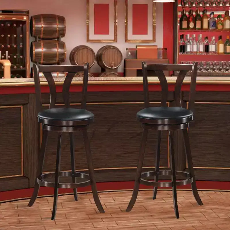 Sgabelli da bar girevoli Costway, sedie altezza bar da 75 cm con gambe in legno di gomma