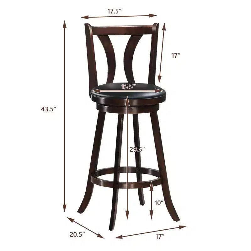 Sgabelli da bar girevoli Costway, sedie altezza bar da 75 cm con gambe in legno di gomma