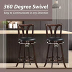 Sgabelli da bar girevoli Costway, sedie altezza bar da 75 cm con gambe in legno di gomma
