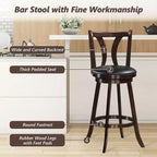 Sgabelli da bar girevoli Costway, sedie altezza bar da 75 cm con gambe in legno di gomma