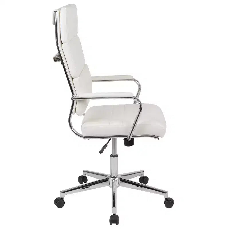 Sedia da ufficio ergonomica con schienale alto, braccioli imbottiti e base girevole