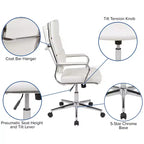 Sedia da ufficio ergonomica con schienale alto, braccioli imbottiti e base girevole
