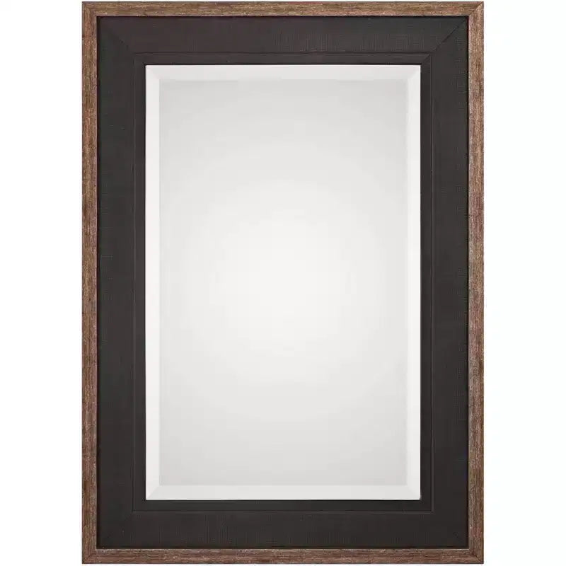 Uttermost Rectangular Vanity Accent Wall Mirror Rustic Beveled Black Aged Bronze Wood Frame 30 Wide for Bathroom Bedroom Home