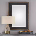 Specchio da parete rettangolare con vetro smussato e cornice in legno, 30L x 42A pollici