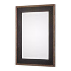 Specchio da parete rettangolare con vetro smussato e cornice in legno, 30L x 42A pollici