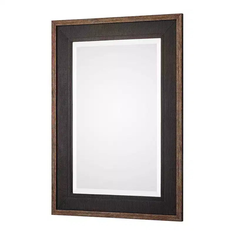 Specchio da parete rettangolare con vetro smussato e cornice in legno, 30L x 42A pollici