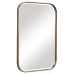 Specchio decorativo rettangolare da parete – Cornice in ferro dorato anticato, vetro smussato, 51,4 cm di larghezza