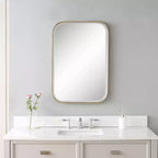 Specchio decorativo rettangolare da parete – Cornice in ferro dorato anticato, vetro smussato, 51,4 cm di larghezza