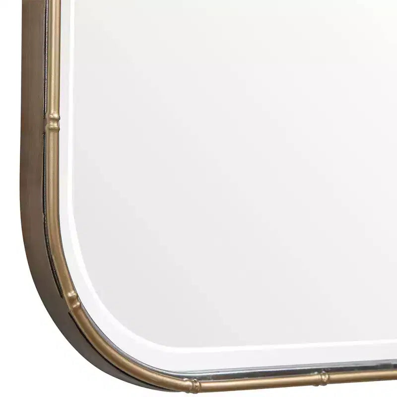 Specchio decorativo rettangolare da parete – Cornice in ferro dorato anticato, vetro smussato, 51,4 cm di larghezza