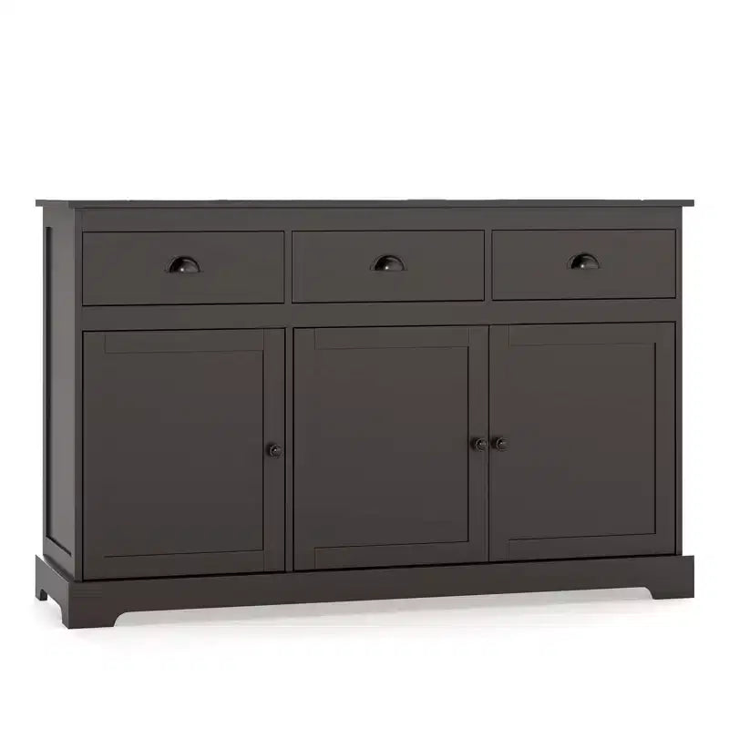 Credenza a buffet da 53,5" con 3 cassetti, armadietto a 3 ante e 2 ripiani regolabili