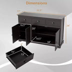 Credenza a buffet da 53,5" con 3 cassetti, armadietto a 3 ante e 2 ripiani regolabili