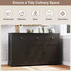 Credenza a buffet da 53,5" con 3 cassetti, armadietto a 3 ante e 2 ripiani regolabili