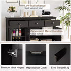 Credenza a buffet da 53,5" con 3 cassetti, armadietto a 3 ante e 2 ripiani regolabili