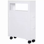 Mobiletto da bagno salvaspazio sottile in legno, con ruote, 6.25 x 20.5 x 28.25 pollici