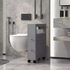 Mobiletto da bagno salvaspazio sottile in legno, con ruote, 6.25 x 20.5 x 28.25 pollici