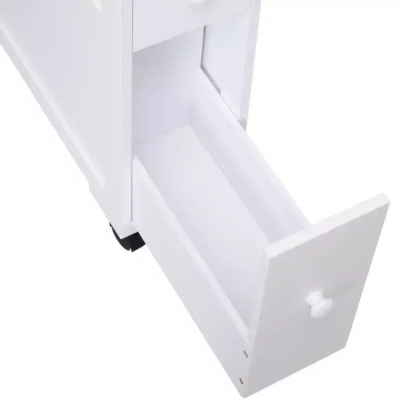 Mobiletto da bagno salvaspazio sottile in legno, con ruote, 6.25 x 20.5 x 28.25 pollici