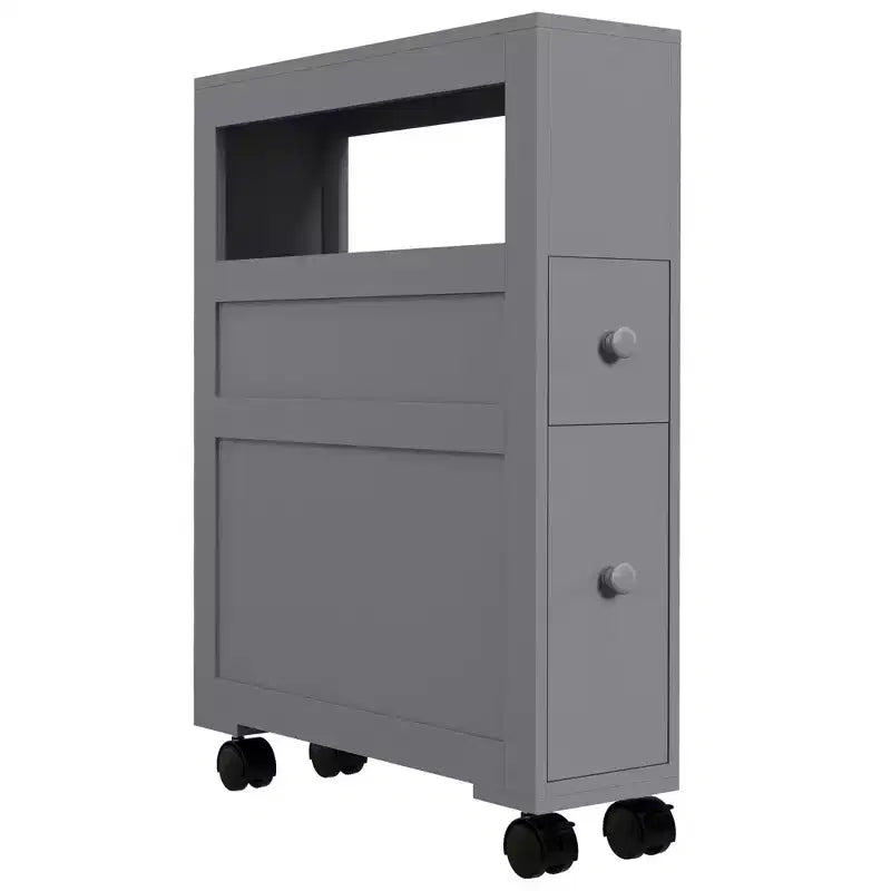 Mobiletto da bagno salvaspazio sottile in legno, con ruote, 6.25 x 20.5 x 28.25 pollici