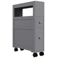 Mobiletto da bagno salvaspazio sottile in legno, con ruote, 6.25 x 20.5 x 28.25 pollici