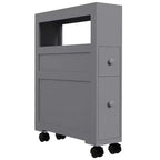 Mobiletto da bagno salvaspazio sottile in legno, con ruote, 6.25 x 20.5 x 28.25 pollici