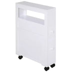 HOMCOM 6.25 x 20.5 x 28.25 Wood Rolling Slim Bathroom Side Storage Cabinet