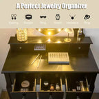 Set Toeletta con 5 Cassetti, Luci a LED e Specchio – Nero