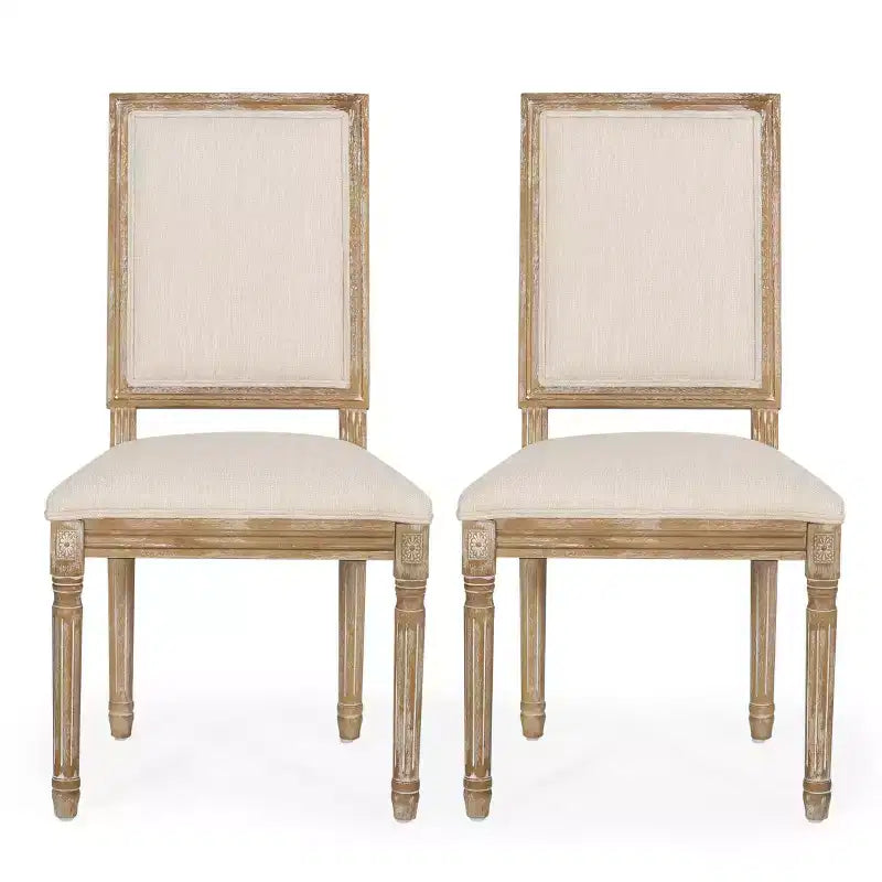 Set di 2 sedie da pranzo imbottite in legno stile country francese