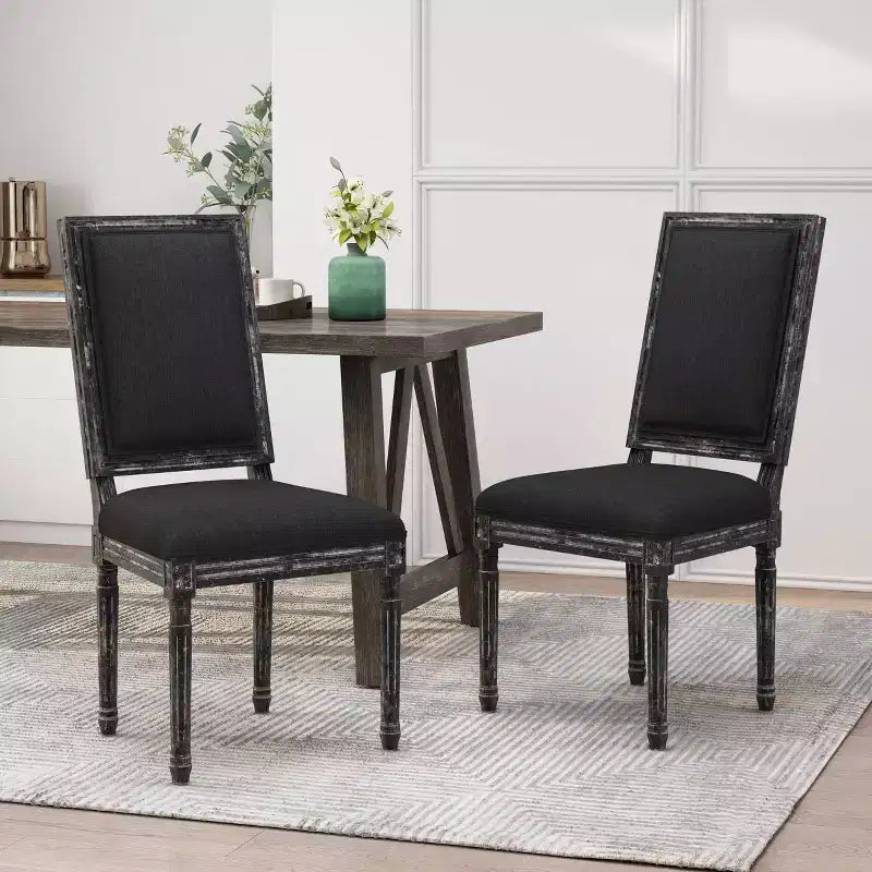 Set di 2 sedie da pranzo imbottite in legno stile country francese