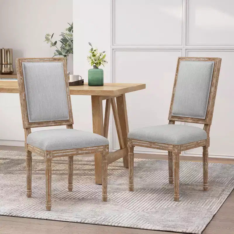 Set di 2 sedie da pranzo imbottite in legno stile country francese